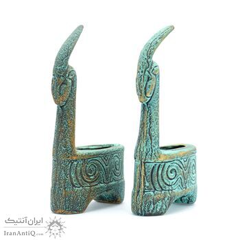 ظرف سفالی پتینه مدل بز