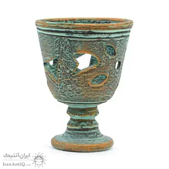 پارچ و لیوان سفالی پتینه مشبک