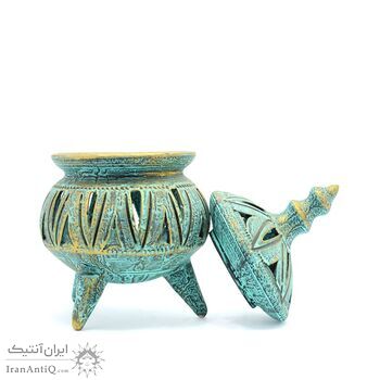 جا شکلاتی سفالی پتینه پایه دار مشبک Patina Pottery candy bowl جا شکلاتی سفالی پتینه پایه دار مشبک Patina Pottery candy bowl
