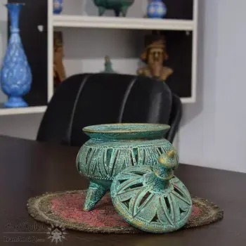 جا شکلاتی سفالی پتینه پایه دار مشبک Patina Pottery candy bowl
