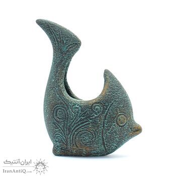 ظرف سفالی پتینه مدل ماهی