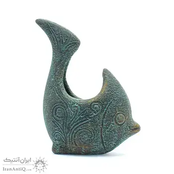 ظرف سفالی پتینه مدل ماهی