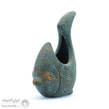 ظرف سفالی پتینه مدل ماهی