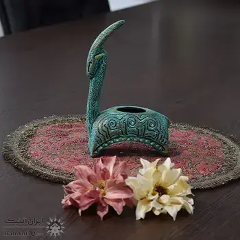 جاشمعی سفالی پتینه مدل بز در چیدمان