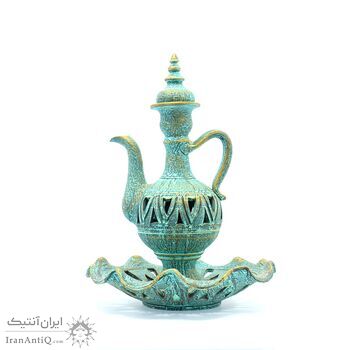 آفتابه و لگن سفالی پتینه مشبک