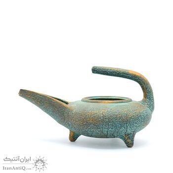 چراغ پیه سوز سفالی پتینه