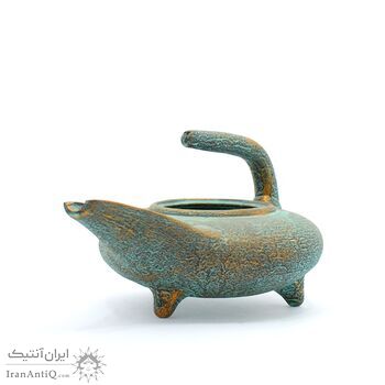 چراغ پیه سوز سفالی پتینه
