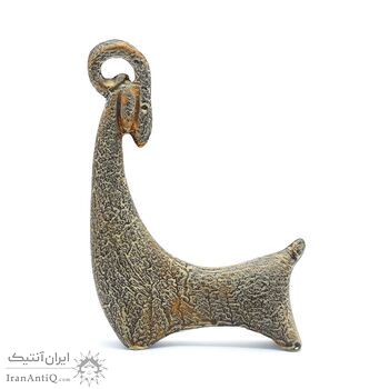 مجسمه سفالی پتینه طرح بز املش قهوه ای