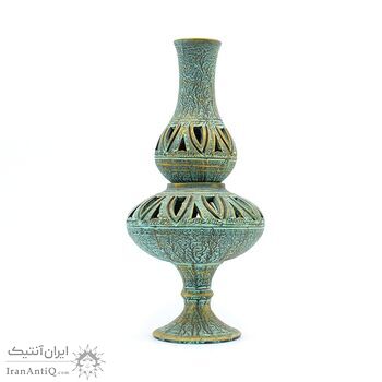 شمعدان مشبک سفالی پتینه