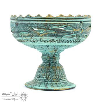 کاسه پایه دار مشبک سفالی پتینه