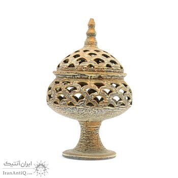 جاشکلاتی مشبک سفالی پتینه پایه دار