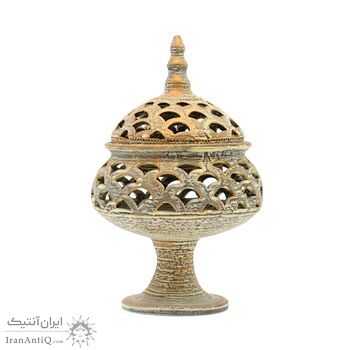 جاشکلاتی مشبک سفالی پتینه پایه دار