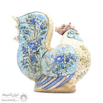 مجسمه خروس سفال لعابی