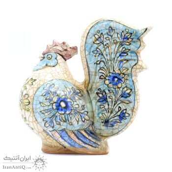 مجسمه خروس سفال لعابی