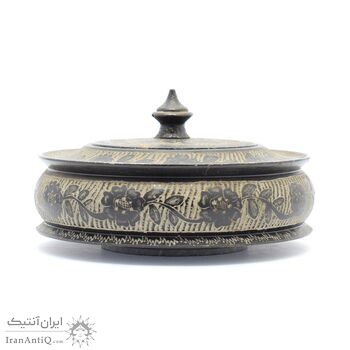 ظرف شکلات خوری خراطی-حکاکی سنگ با طرح گل و برگ