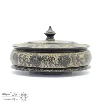 ظرف شکلات خوری خراطی-حکاکی سنگ با طرح گل و برگ