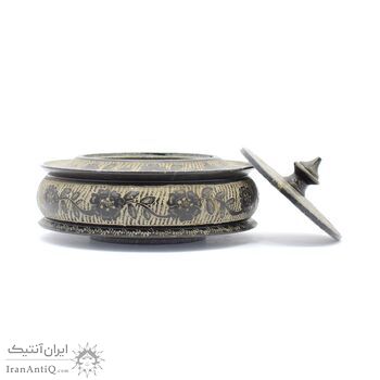 ظرف شکلات خوری خراطی-حکاکی سنگ با طرح گل و برگ