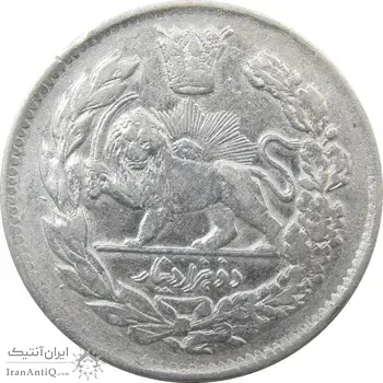 سکه 2000 دینار 1343 (مکرر پشت سکه) تصویری - احمد شاه