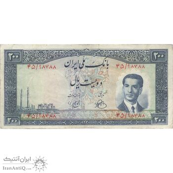 اسکناس 200 ریال 1330 (شماره قرمز) - تک - VF35 - محمد رضا شاه اسکناس 200 ریال 1330 (شماره قرمز) - تک - VF35 - محمد رضا شاه