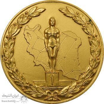 مدال ورزشی برنز قهرمانی کشتی کشور - وزارت آموزش و پرورش (طلایی) - UNC - محمد رضا شاه