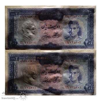 اسکناس 200 ریال (آموزگار - جهانشاهی) - جفت - UNC62 - محمد رضا شاه اسکناس 200 ریال (آموزگار - جهانشاهی) - جفت - UNC62 - محمد رضا شاه