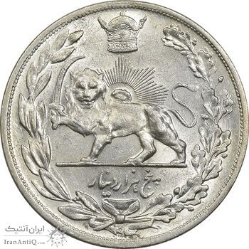 سکه 5000 دینار 1306H تصویری - AU58 - رضا شاه