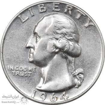 سکه کوارتر دلار 1964 واشنگتن - EF45 - آمریکا سکه کوارتر دلار 1964 واشنگتن - EF45 - آمریکا