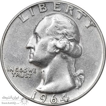 سکه کوارتر دلار 1964D واشنگتن - AU50 - آمریکا سکه کوارتر دلار 1964D واشنگتن - AU50 - آمریکا