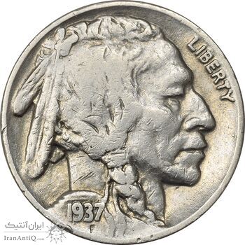 سکه 5 سنت 1937 بوفالو - EF40 - آمریکا