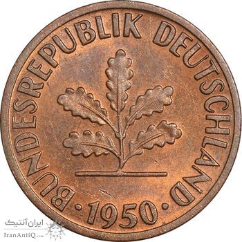 سکه 1 فینیگ 1950F جمهوری فدرال - AU55 - آلمان