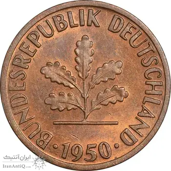 سکه 1 فینیگ 1950F جمهوری فدرال - AU55 - آلمان