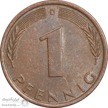 سکه 1 فینیگ 1971D جمهوری فدرال - EF45 - آلمان