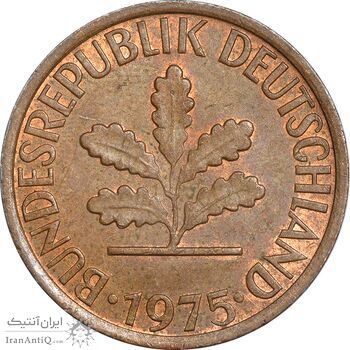 سکه 1 فینیگ 1975D جمهوری فدرال - EF45 - آلمان
