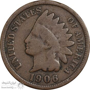 سکه 1 سنت 1906 سرخپوستی - VF30 - آمریکا