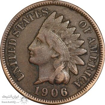سکه 1 سنت 1906 سرخپوستی - EF45 - آمریکا