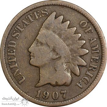 سکه 1 سنت 1907 سرخپوستی - VF30 - آمریکا