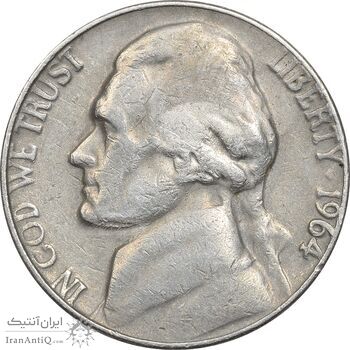 سکه 5 سنت 1964 جفرسون - VF30 - آمریکا