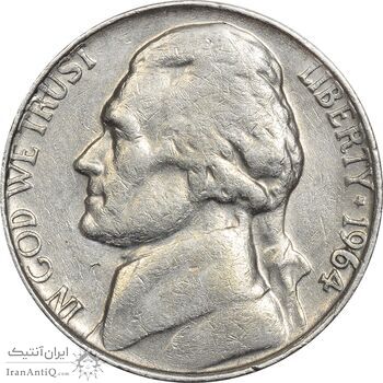 سکه 5 سنت 1964 جفرسون - VF35 - آمریکا