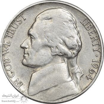 سکه 5 سنت 1964 جفرسون - EF40 - آمریکا