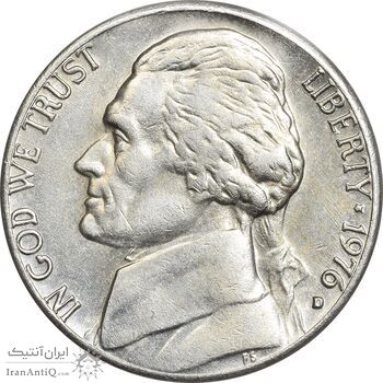 سکه 5 سنت 1976D جفرسون - AU50 - آمریکا