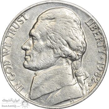 سکه 5 سنت 1982D جفرسون - EF45 - آمریکا