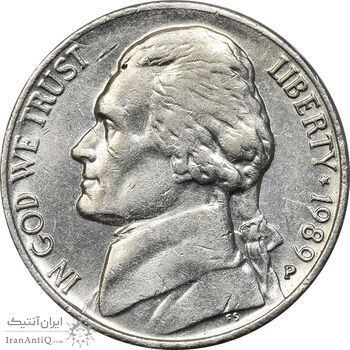 سکه 5 سنت 1989P جفرسون - EF45 - آمریکا