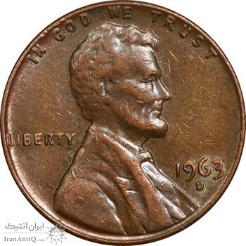سکه 1 سنت 1963D لینکلن - EF45 - آمریکا