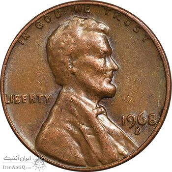 سکه 1 سنت 1968S لینکلن - EF45 - آمریکا