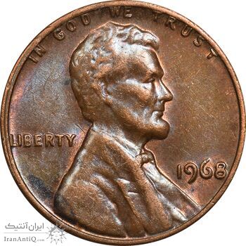 سکه 1 سنت 1968 لینکلن - AU50 - آمریکا