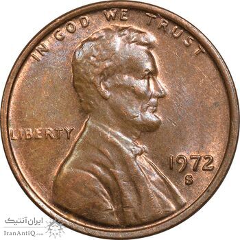 سکه 1 سنت 1972S لینکلن - AU50 - آمریکا