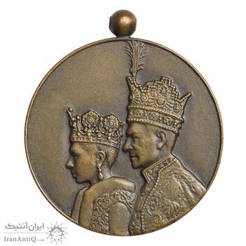 مدال برنز آویزی تاجگذاری 1346 (روز) بدون روبان - MS61 - محمد رضا شاه