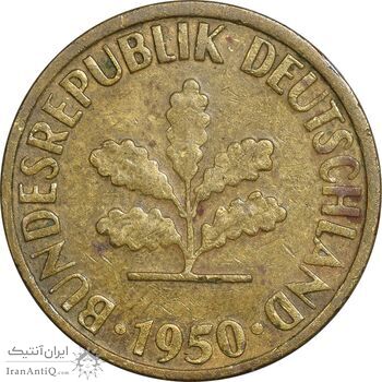 سکه 5 فینیگ 1950G جمهوری فدرال - EF40 - آلمان