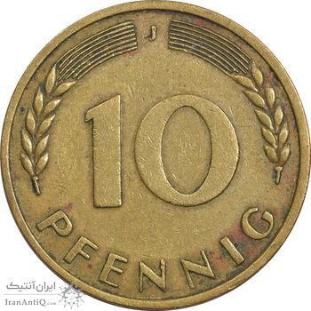 سکه 10 فینیگ 1950J جمهوری فدرال - EF40 - آلمان