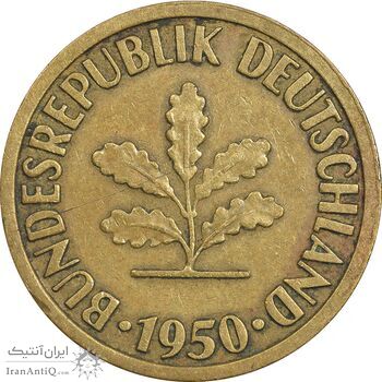 سکه 10 فینیگ 1950J جمهوری فدرال - EF40 - آلمان